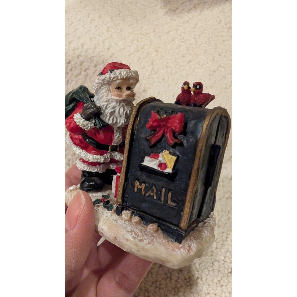 RARE Hand-Painted Ceramic Santa w/Hinged Mailbox by MIDWEST IMPORTS - 3"H x4.5"W